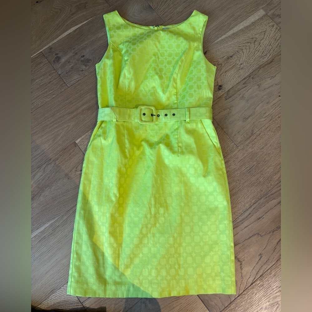 Banana Republic knee length midi dress sleeveless with belt yellow womens 6